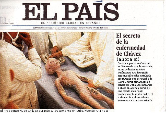 el pais fake alien as chavez